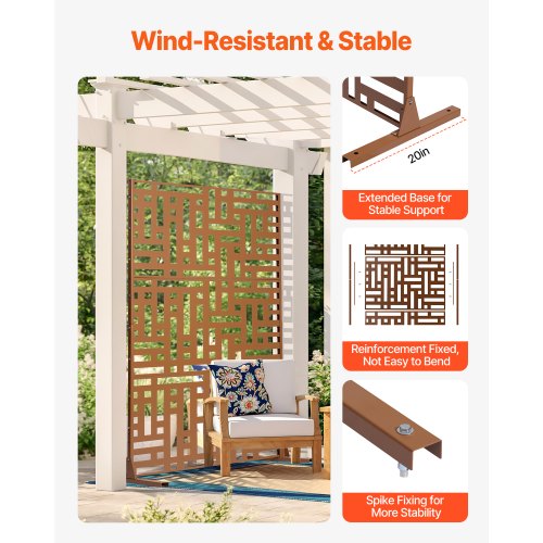 Metal Privacy Screen 47 W x 76 H Outdoor Privacy Screens 3Panel