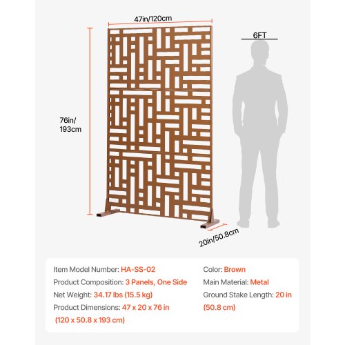 Metal Privacy Screen 47 W x 76 H Outdoor Privacy Screens 3Panel