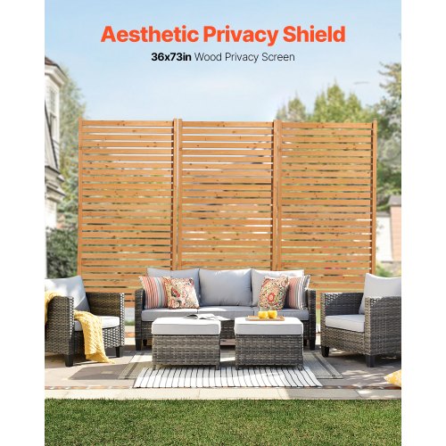 Wooden Privacy Screen 36 W x 76 H Outdoor Privacy Screen Freestanding