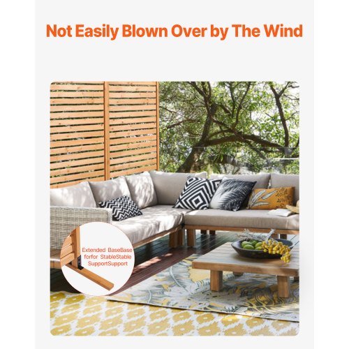 Wooden Privacy Screen 36 W x 76 H Outdoor Privacy Screen Freestanding