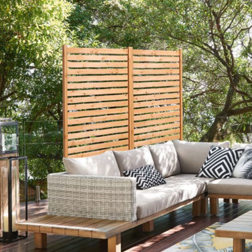 Wooden Privacy Screen 36 W x 76 H Outdoor Privacy Screen Freestanding