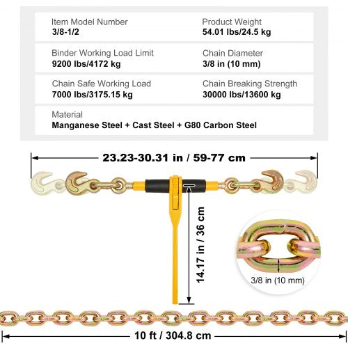Chain and Binder Kit 3812 Ratchet Load Binders 9200 lbs Working Load
