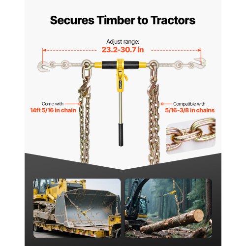 Ratchet Chain Binder 516 In X 14 Ft G80 Chains 8000 Lbs Working Load Of And