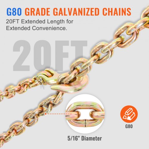 Ratchet Chain Binder 51638 Heavy Duty Load Binders with G80 Chains