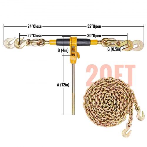 Ratchet Chain Binder 51638 Heavy Duty Load Binders with G80 Chains