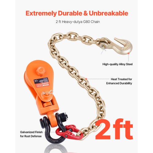 2 Ton Snatch Block with G80 Chain Swivel Shackle 3 Sheave for 38 Wire
