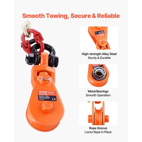 2 Ton Snatch Block with G80 Chain Swivel Shackle 3 Sheave for 38 Wire