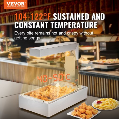 French Fry Food Warmer 750W Commercial Food Heating Lamp Electric