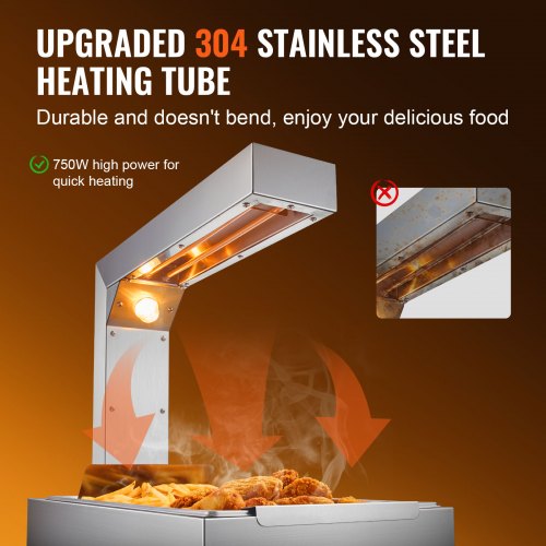 French Fry Food Warmer 750W Commercial Food Heating Lamp Electric