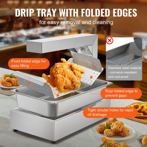 French Fry Food Warmer 750W Commercial Food Heating Lamp Electric