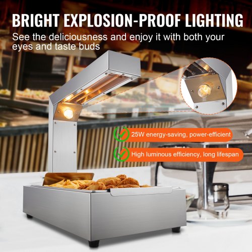 French Fry Food Warmer 750W Commercial Food Heating Lamp Electric