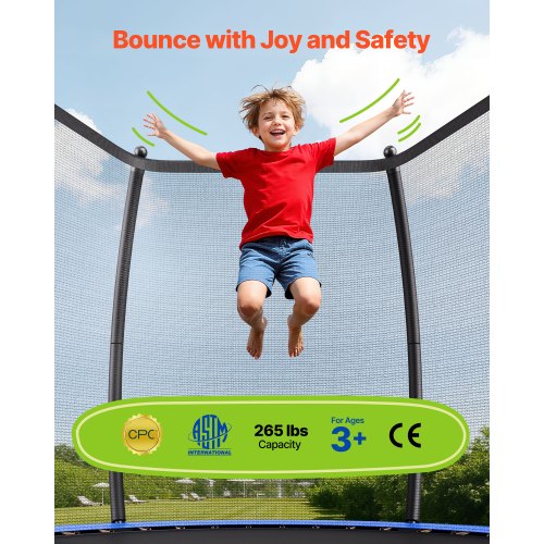 Outdoor Trampoline 8Ft Recreational Astm Approved Trampolines With Enclosure