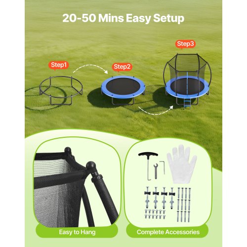 Outdoor Trampoline 8Ft Recreational Astm Approved Trampolines With Enclosure