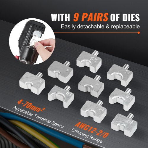 Hydraulic Crimping Tool with 9 Sets of Dies AWG1220 Copper And Aluminum