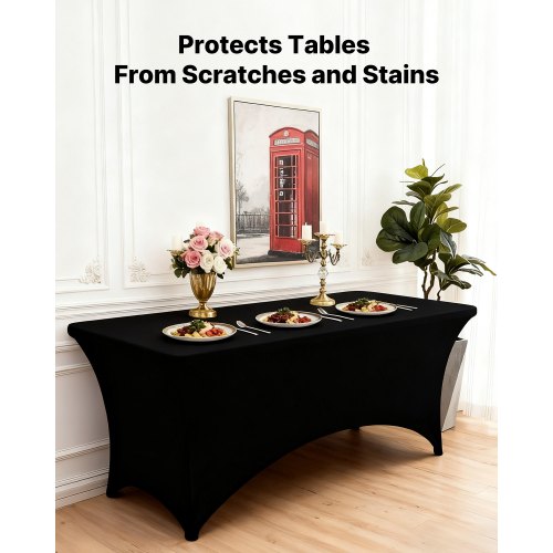 3 Pack Table Cloth For 6Ft Rectangular Fitted Events Wrinkleresistant Stretch