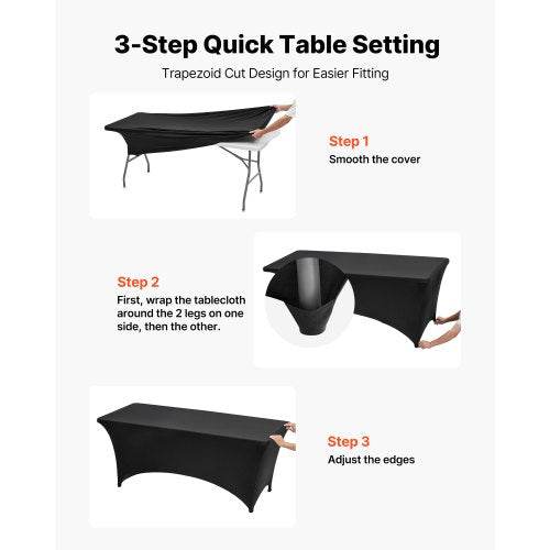 3 Pack Table Cloth For 6Ft Rectangular Fitted Events Wrinkleresistant Stretch