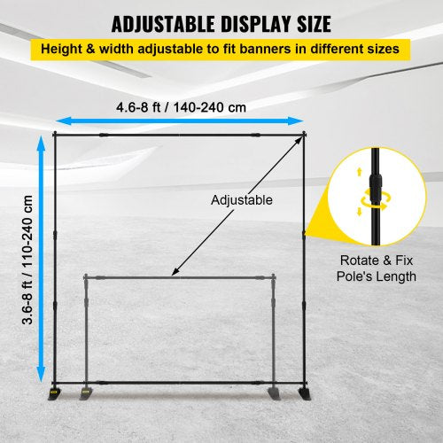 Backdrop Banner Stand 8 x 8 Ft Adjustable Heavy Duty Background Stand with 1