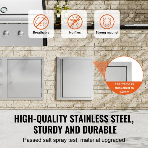BBQ Access Door 18W x 21H Inch Single Outdoor Kitchen Door Stainless Steel