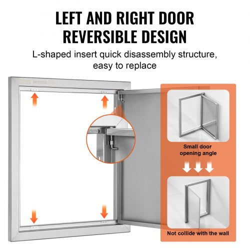 BBQ Access Door 18W x 21H Inch Single Outdoor Kitchen Door Stainless Steel