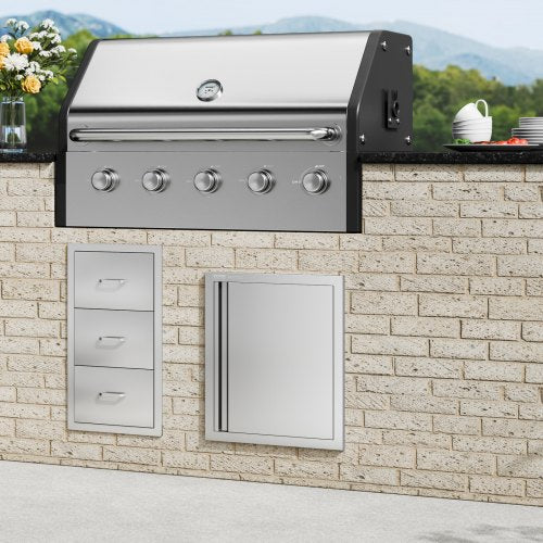 BBQ Access Door 18W x 21H Inch Single Outdoor Kitchen Door Stainless Steel