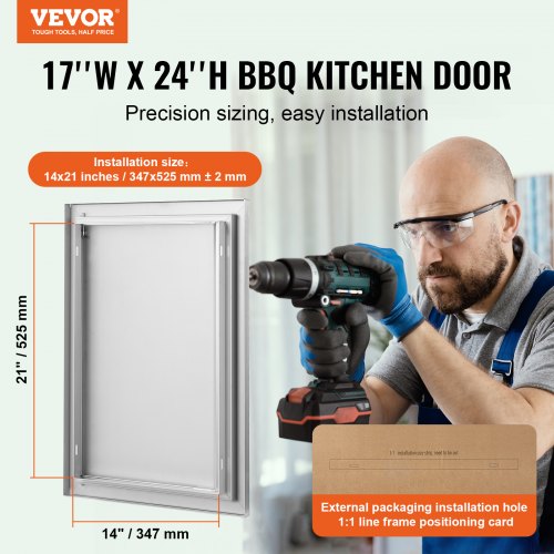 BBQ Access Door 17W x 24H Inch Single Outdoor Kitchen Door Stainless Steel