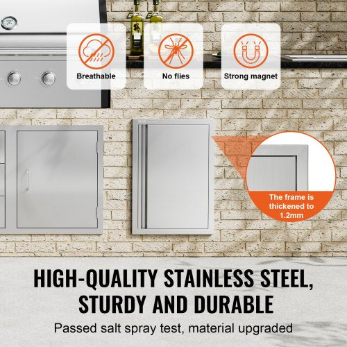 BBQ Access Door 17W x 24H Inch Single Outdoor Kitchen Door Stainless Steel