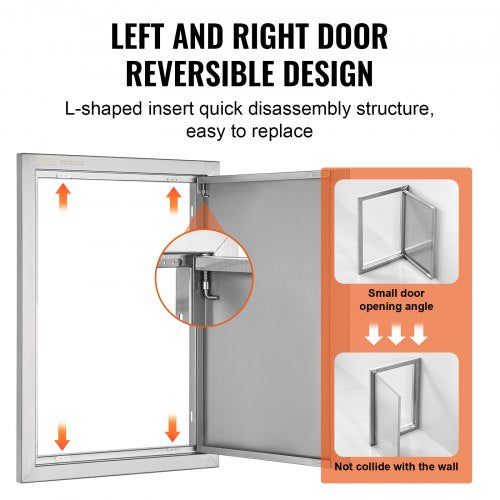 BBQ Access Door 17W x 24H Inch Single Outdoor Kitchen Door Stainless Steel