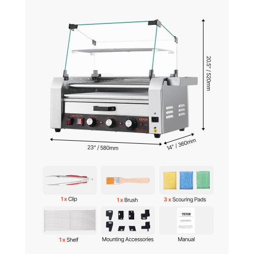 Hot Dog Roller 18 Hot Dog 7 Rollers Stainless Steel Sausage Grill Cooker