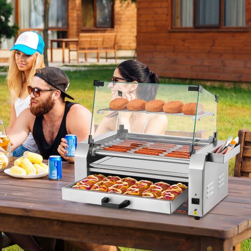 Hot Dog Roller 18 Hot Dog 7 Rollers Stainless Steel Sausage Grill Cooker