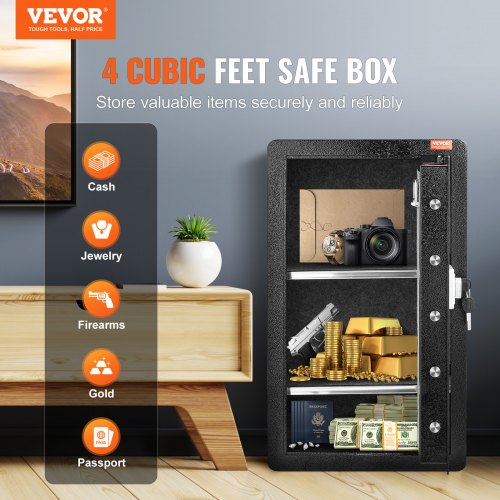Single Door 40 cuft Safe Box with Key Lock Password Fingerprint Safe