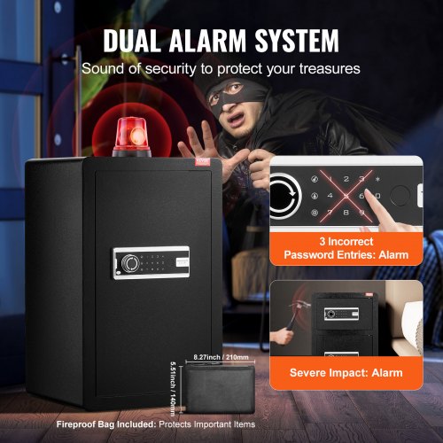 Single Door 35 cuft Safe Box with Key Lock Password LED Light