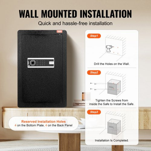 Single Door 35 cuft Safe Box with Key Lock Password LED Light