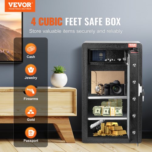Single Door 40 cuft Safe Box with Key Lock Password Safe Lock Box with Key Lock