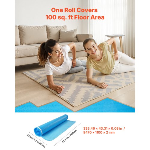 Floor Underlayment 600 Sq Ft 3In1 2 Mm Thick Flooring Padding With Tape Vapor