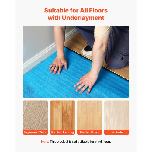 Floor Underlayment 600 Sq Ft 3In1 2 Mm Thick Flooring Padding With Tape Vapor
