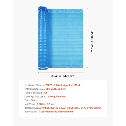 Floor Underlayment 600 Sq Ft 3In1 2 Mm Thick Flooring Padding With Tape Vapor