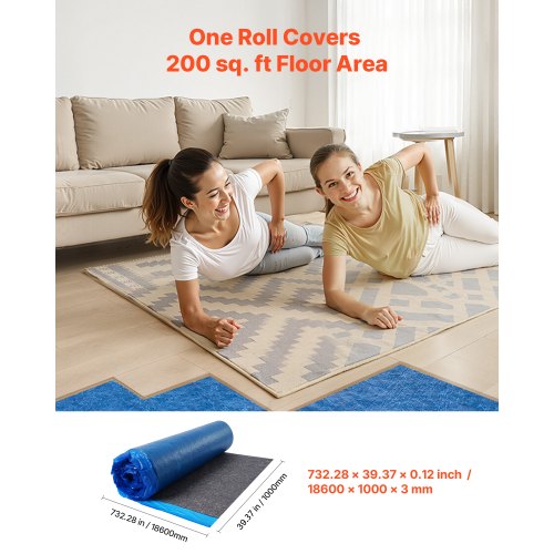 Floor Underlayment 400 Sq Ft 3Mm Laminate Flooring Padding With Attached Vapor