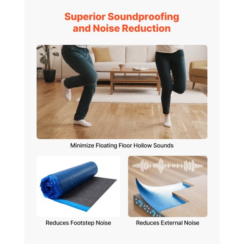 Floor Underlayment 400 Sq Ft 3Mm Laminate Flooring Padding With Attached Vapor