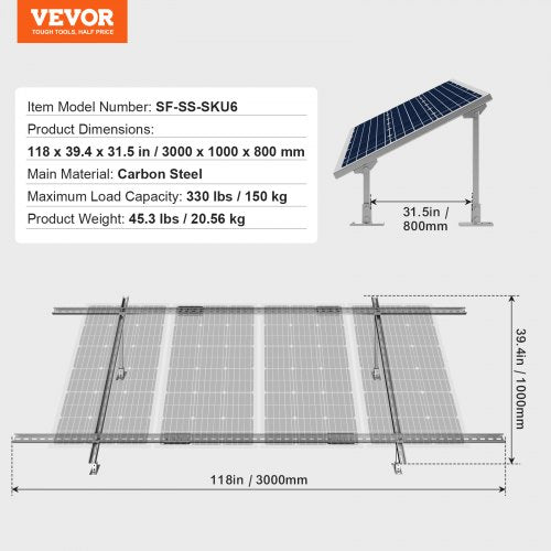 MultiPieces Solar Panel Mounting Brackets 30°60° Adjustable Brackets – 330 L