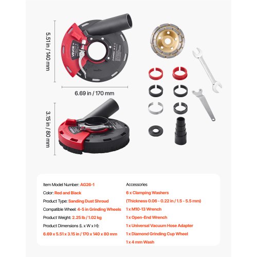 Grinding Dust Shroud for Angle Grinder Universal 45 in Surface Grinder