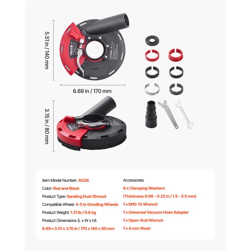 Grinding Dust Shroud for Angle Grinder Universal 45 in Surface Grinder