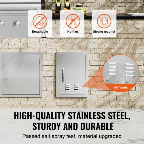 BBQ Access Door 14W x 20H Inch Single Outdoor Kitchen Door Stainless Steel
