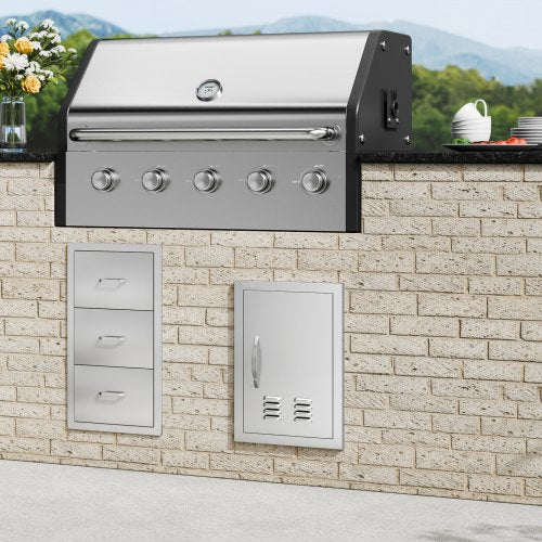 BBQ Access Door 14W x 20H Inch Single Outdoor Kitchen Door Stainless Steel