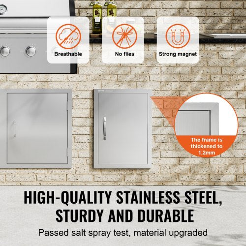 BBQ Access Door 16W x 22H Inch Single Outdoor Kitchen Door Stainless Steel