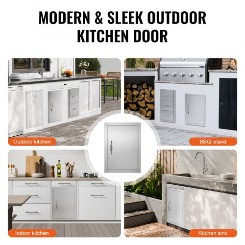 BBQ Access Door 16W x 22H Inch Single Outdoor Kitchen Door Stainless Steel