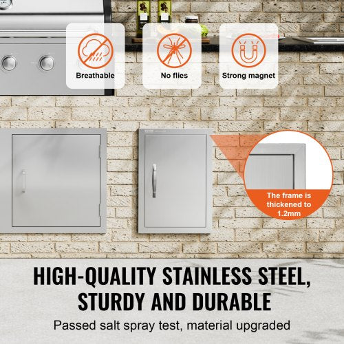 BBQ Access Door 14W x 20H Inch Single Outdoor Kitchen Door Stainless Steel