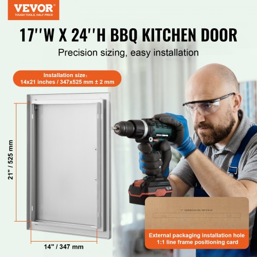 BBQ Access Door 17W x 24H Inch Single Outdoor Kitchen Door Stainless Steel