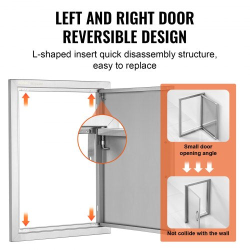 BBQ Access Door 17W x 24H Inch Single Outdoor Kitchen Door Stainless Steel