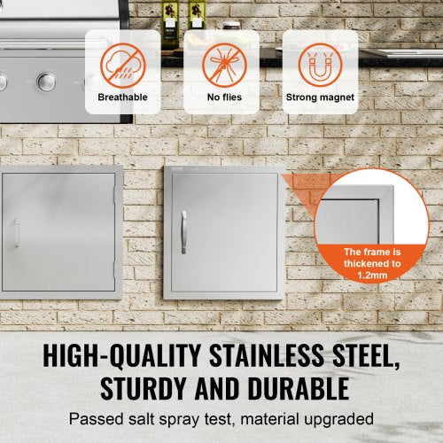BBQ Access Door 18W x 20H Inch Single Outdoor Kitchen Door Stainless Steel