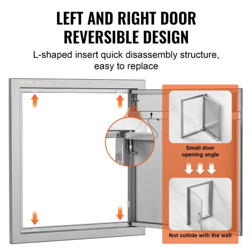 BBQ Access Door 18W x 20H Inch Single Outdoor Kitchen Door Stainless Steel